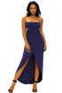 Sexy Navy Blue Draped Hollow-out Maxi Dress